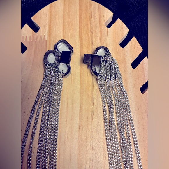 Faceted Smoky Quartz Statement Silver Necklace with Layered Chains - Picture 4 of 5